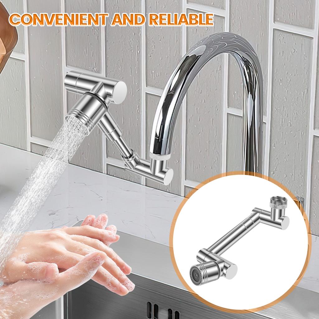1440/1080° Swivel Faucet Extender Alloy Rotating Sink Extension Splash Proof Rotating Splash Filter Faucet Robotic Arm Aerator