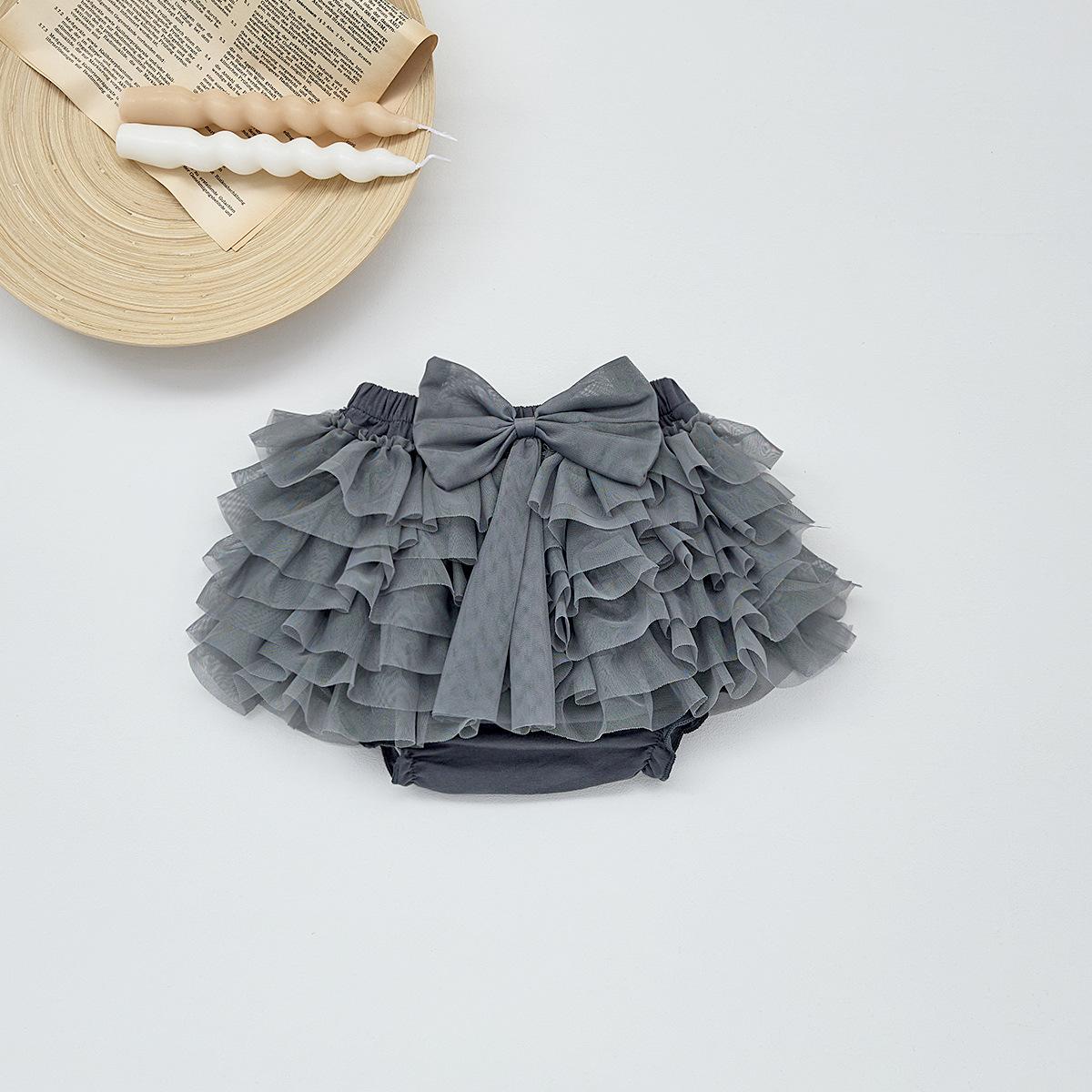 

2025 летняя юбка-пачка брюки девочки милая пушистая юбка штаны малышка торт штаны зарубежный стиль детские сетчатые шорты 110cm серый