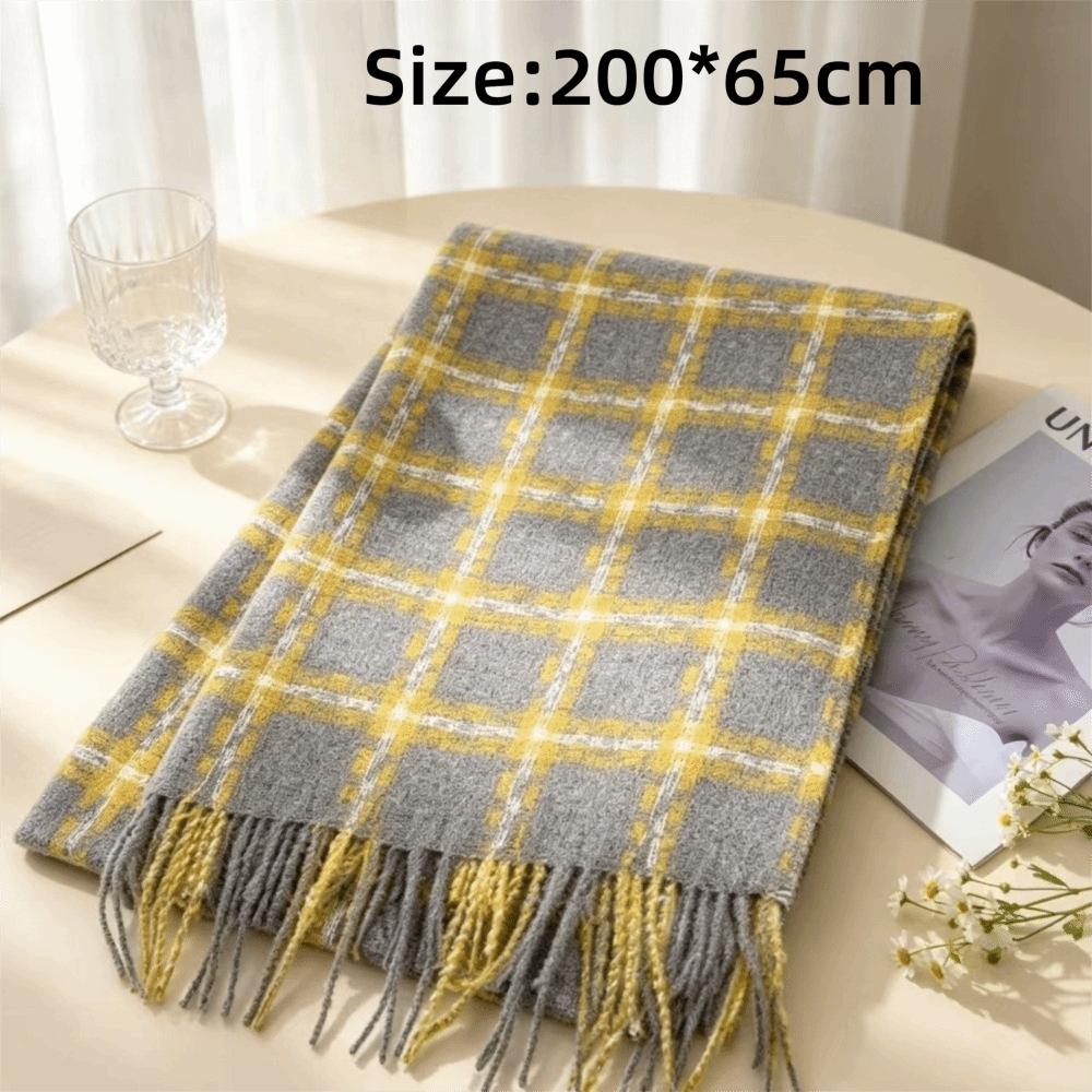 Plaid Pattern Neck Warmer Faux Cashmere Winter Scarf New Women's Scarf  Fall Winter Wear