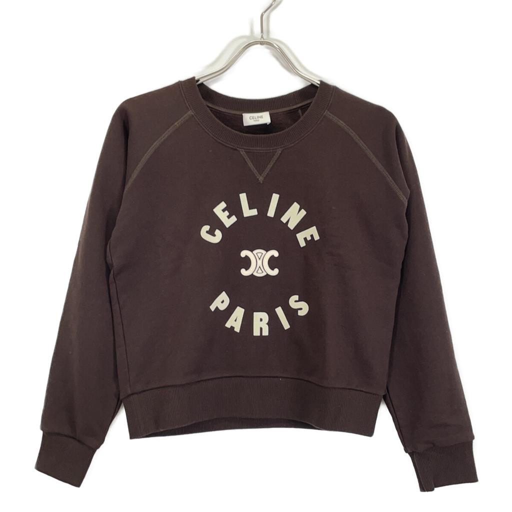 CELINE Cacao Brown 2Y23H670Q.19XD 24AW Triomphe Sweatshirt tops S BrownUsed