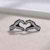 Artistic Alloy Skeleton Heart Gesture Brooch Vintage Cartoon Style For Accessories Trendy