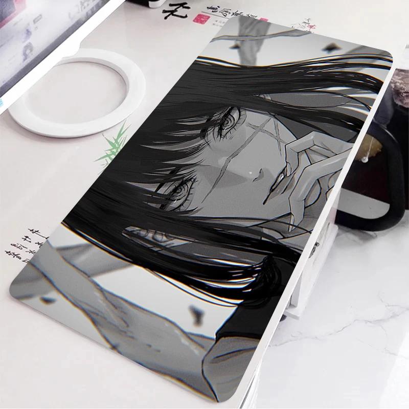 Black and White Anime Girl Table Mat Large Mouse Pad Office Keyboard Edge Locking Desk Mat Gaming Accessories Nonslip Mousepad