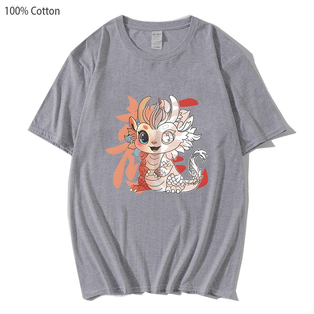 Year of The Dragon TShirt 100% Cotton Short-sleeved Tees Women's Couple Loose 100% Cotton Shirt Summer Men's T-shirt