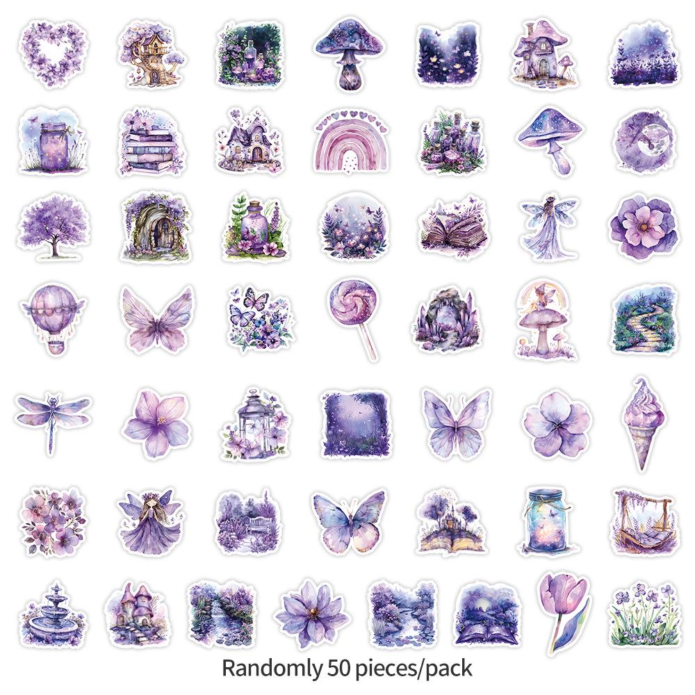50-Piece Fairytale Garden Waterproof Sticker Set for Water Bottles and Luggage