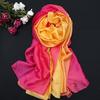 190*110cm Women Chiffon Scarf Gradient Color Protection Spring Summer Multicolor Printed Shawl Poncho Beach Luxury Ladies Retro