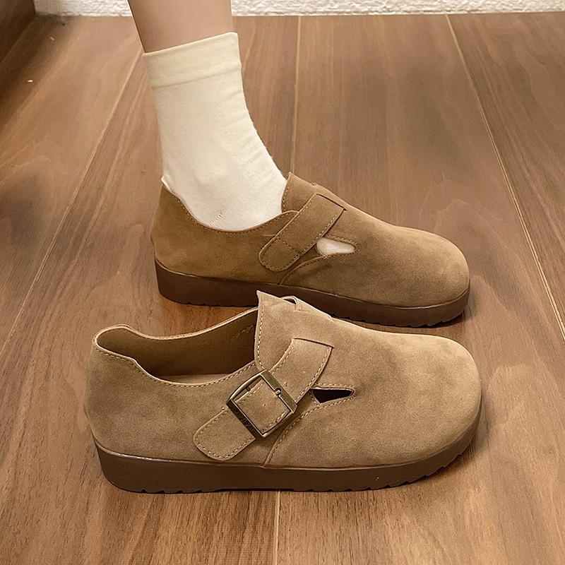 Autumn new ugly cute trendy with retro Boken casual flat single shoes lazy one pedal Doudou shoes woman