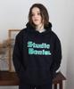 [Fleece Lined] Block Typo Graphic Oversized Hoodie Navy