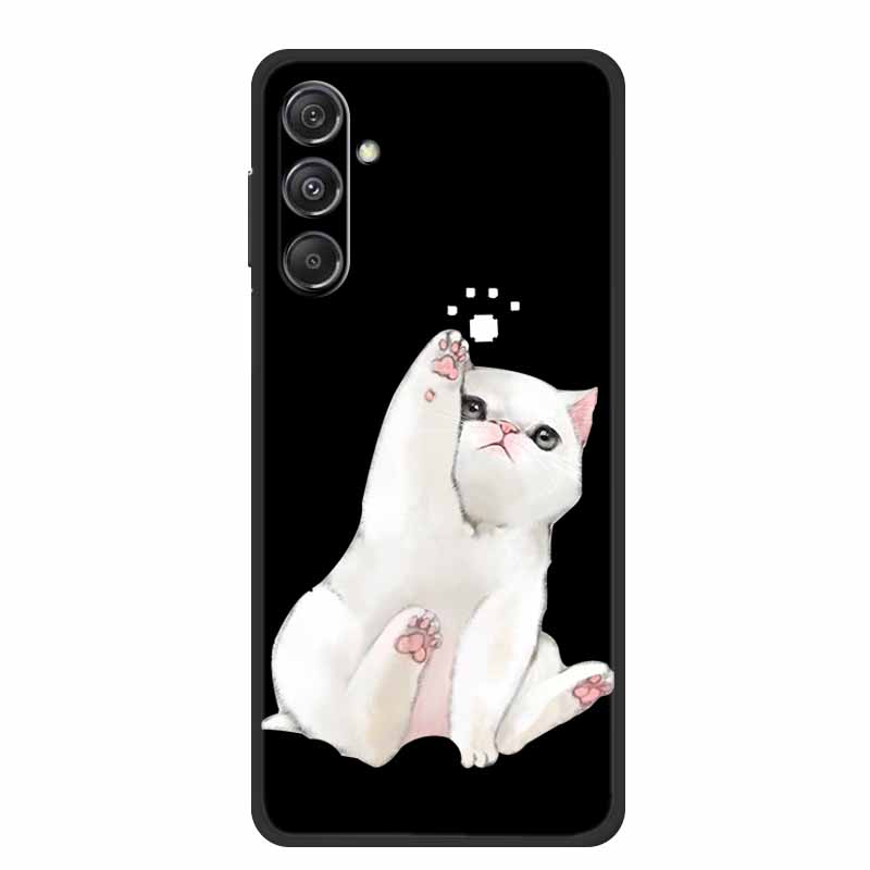 For Samsung Galaxy M36 A17 5G Case Flower Black Silicone Soft Back Cover For Samsung Galaxy S25 FE Plus Phone Case Coque Cartoon