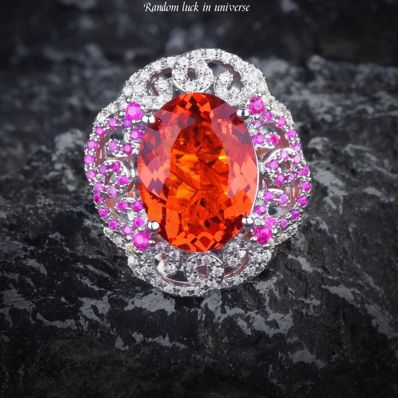 

BELLA BOX Роскошный Fender Color Pigeon Egg Ожерелье Подвеска Красный Корунд Кольцо Цветной Драгоценный Камень Серьги-гвоздики Комплект No.2