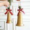 Christmas Bell Golden Metal Indoor And Outdoor Blessing Bells Pendant Snowflake Red Bow For Party Christmas Tree Decoration