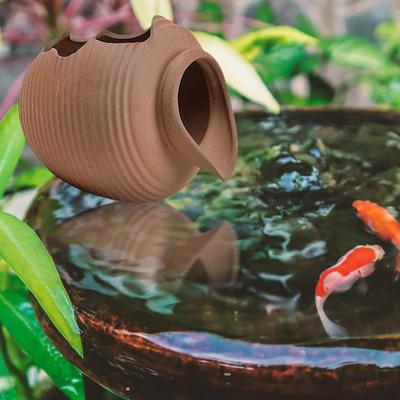 Seramik Sirkülasyonlu Çeşme Kavanozu 4x3.7x3.5 inç Açık Su Tankı İç Mekan Dış Mekan İçin Dekoratif