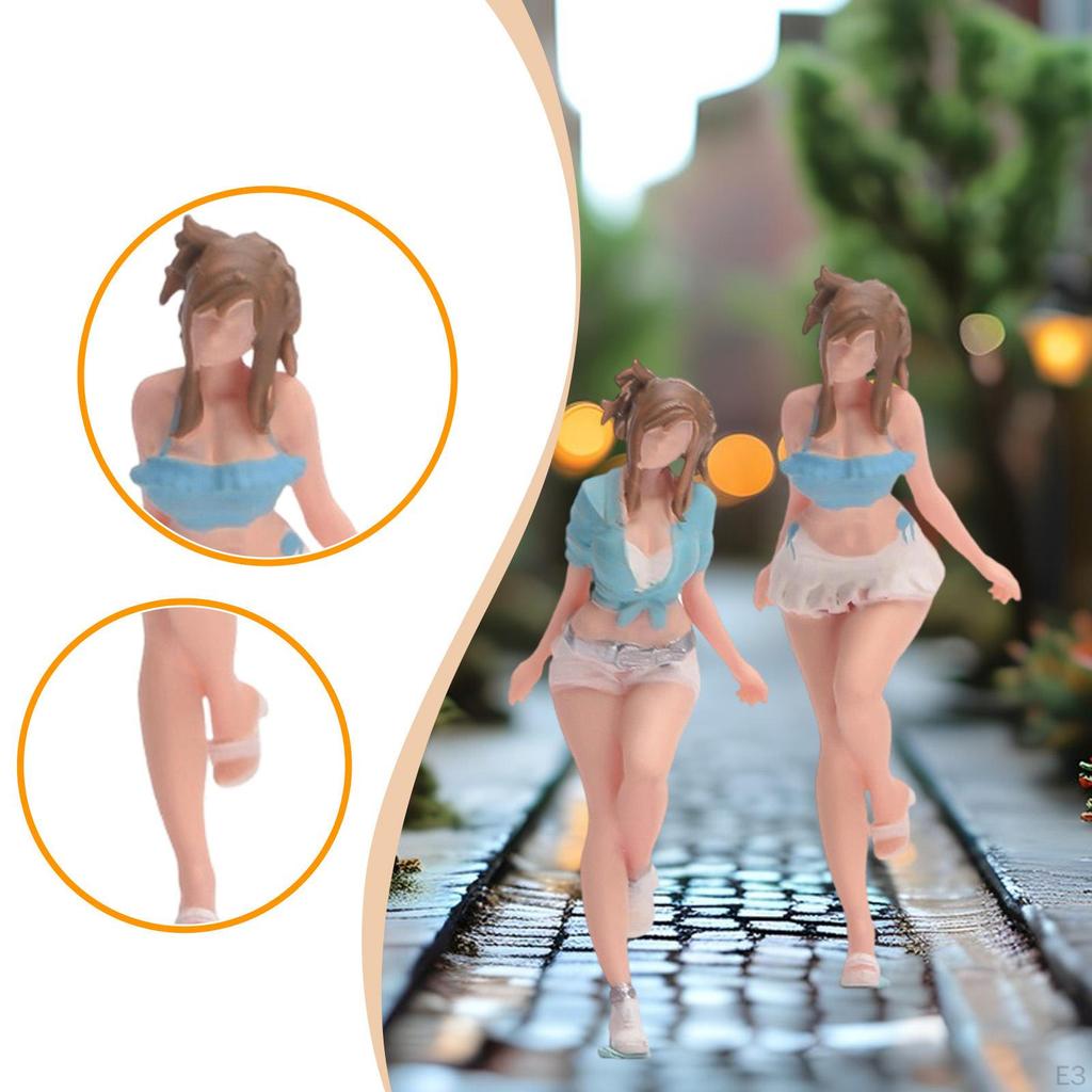 1/64 Cute Girl Figure Diorama Prop Female Character Miniature Accessory Figurine for