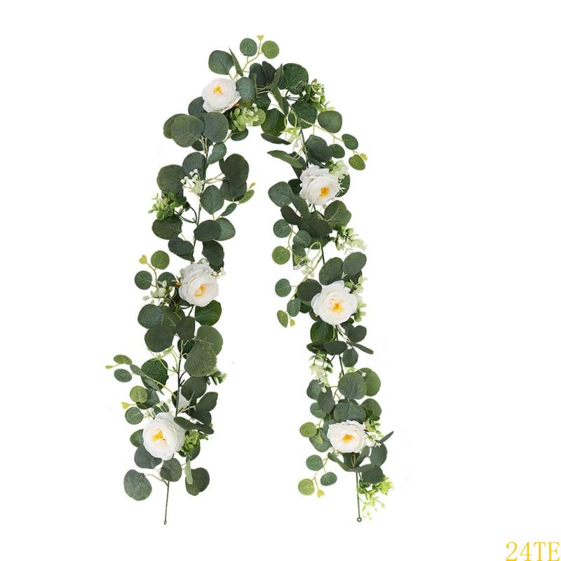 24TE Realistic 180cm Eucalyptuses Vine Adornment With 60 Blooms For Event Styling
