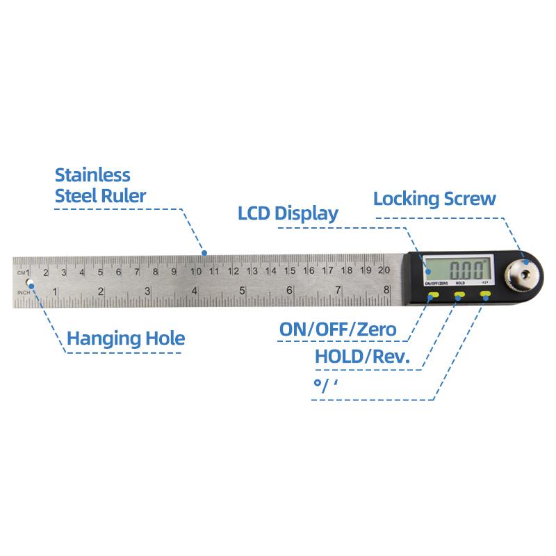 Digital Protractor Goniometer Electronic Carpenter Tools Goniometro Angle Finder Multi Angle Measuring Ruler Digital Angle Meter