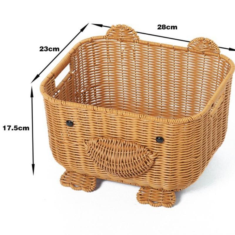 Animal Shape Bear Storage Basket Cute Large Capacity Imitation Rattan Pure Handmade Storage Snack Household Waterproof Basket