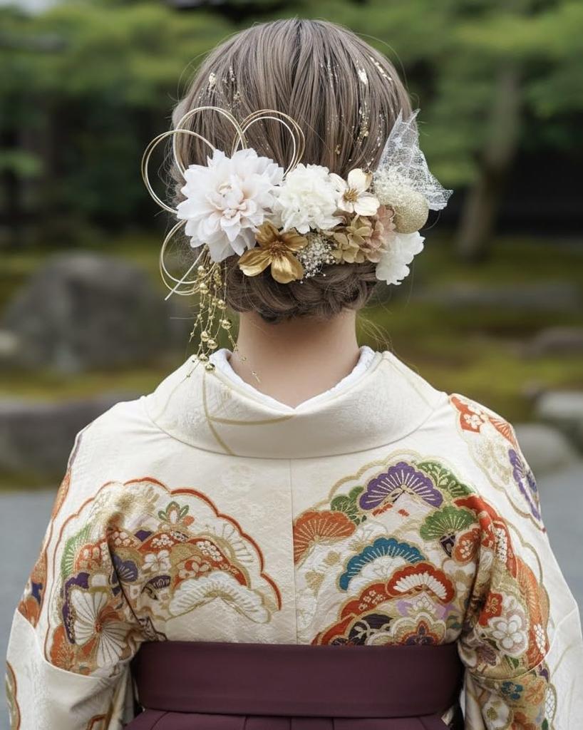 [Lomeri] Artificial Flower Hair Ornament for Coming-of-Age Ceremony, Graduation Ceremony, Furisode Kimono, Wedding, Japanese Traditional Clothing A492