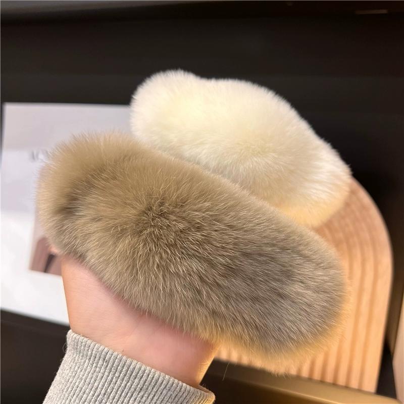 Real Rex Rabbit Hair Large Hairpin Back Head Temperament Clip Internet Celebrity New Cute Plush Headgear Hair Grab Hair Accessories