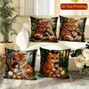 Forest Ginger Cat  Girl Cozy Throw Pillow Covers Pattern Cushion Cover Suitable For Sofa Bedroom Car Pillow Cover
