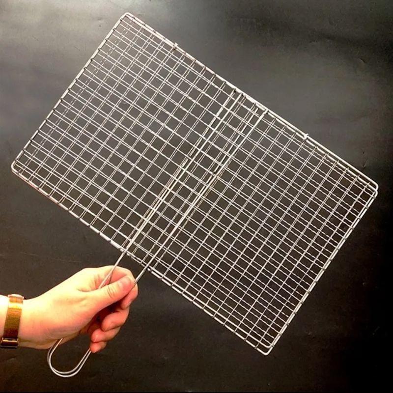 Picnic Party BBQ Grilling Basket - Stainless Steel Non Stick, Fish/Vegetable/Steak, Barbecue Gadget, Mesh BBQ Rack