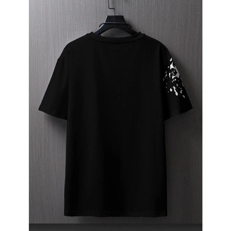 Fashionable Casual Men's Butterfly Splash Ink Printed T-shirt Comfortable Breathable Quick Drying Short Sleeved T-shirt