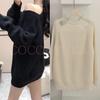 Coco Yuka Knit Sweater Mini Long Loose Sexy Tunic Solid Pearl Detail Size & Off-the-Shoulder Dress, Sleeves, Fit, Dress, Off-the-Shoulder, Cute,