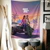 Grand Theft Auto Wall Tapestry Aesthetic Wall Hanging Printed Fabric Blanket Decorative Tapestries for Bedroom Living Room Home Decor