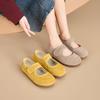 Mary Jane women's shoes spring new comfortable matte leather leather cute Velcro light mouth yellow shoes