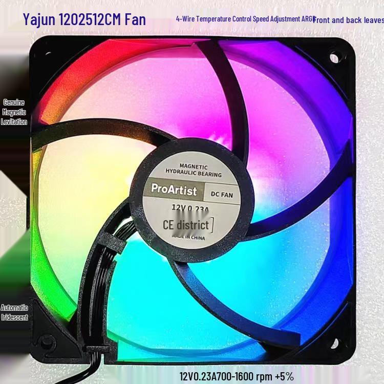 

YAJUN GF12 12025 12CM ARGB Aura Sync Cooling Fan with Temperature Control & Magnetic Levitation