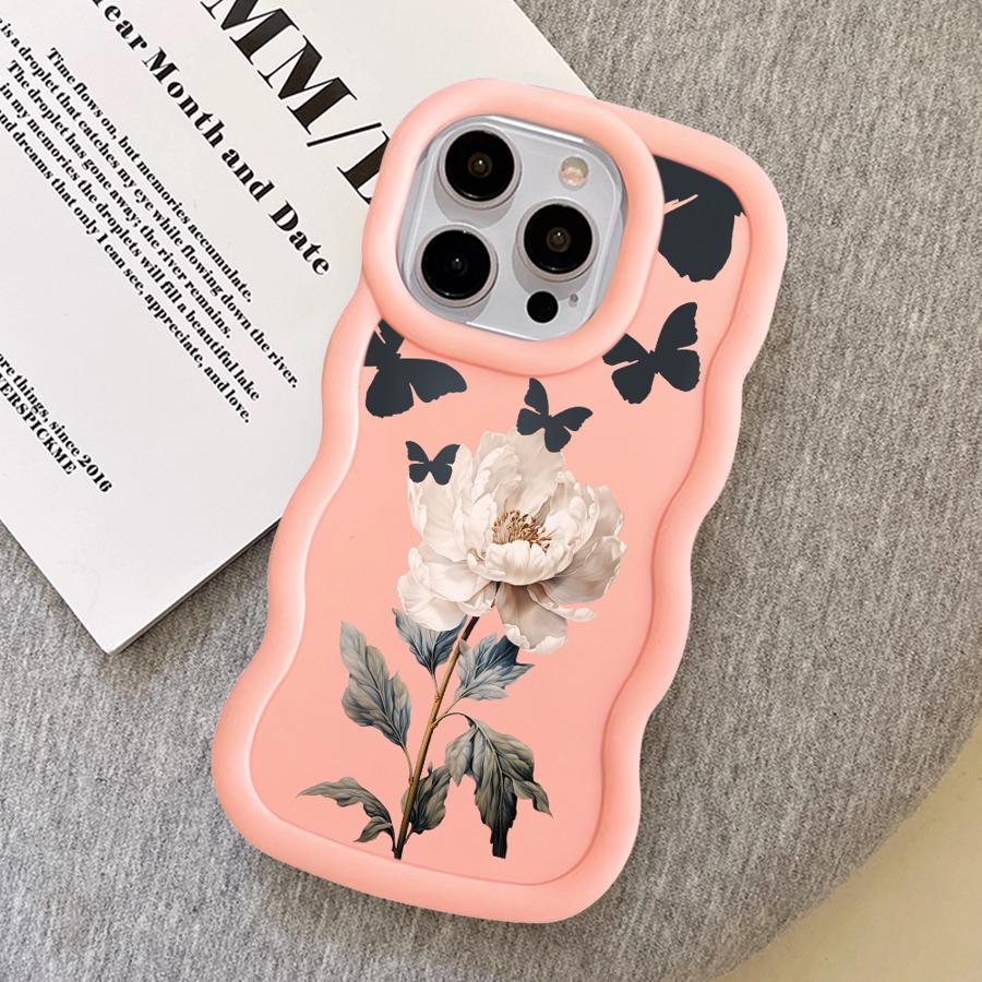 Soft Phone Cover Case for iPhone 8 17 Air 12 15 Plus XR 11 16 Pro Max 13 14 Butterfly Flower