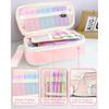 Mechanical Pencil Set with Pink Pencil Case,12X Pastel Mechanical Pencil 0.5mm-2.0mm with 564X HB+36X Color Leads for Writing, Drafting, Drawing,