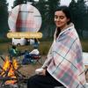 Plush Wearable Blanket Warm Poncho Throw with Buttons, Sleeveless Blanket Cape Wrap, Plaid Design