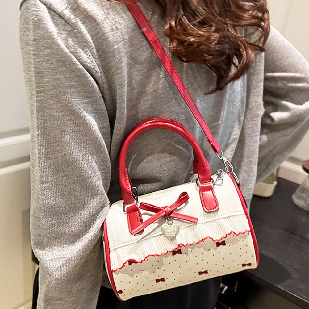 Bow Polka Dot Handbag Large Capacity Waterproof Crossbody Bag Single Shoulder Korean Style Small Square Bag Sweet Tote Bag