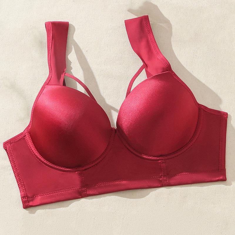

Нижнее белье большого размера для женщин, ажурный бюстгальтер с большой чашкой и широкими бретелями, удобное европейское и американское нижнее белье большого размера 38/85D вино красного