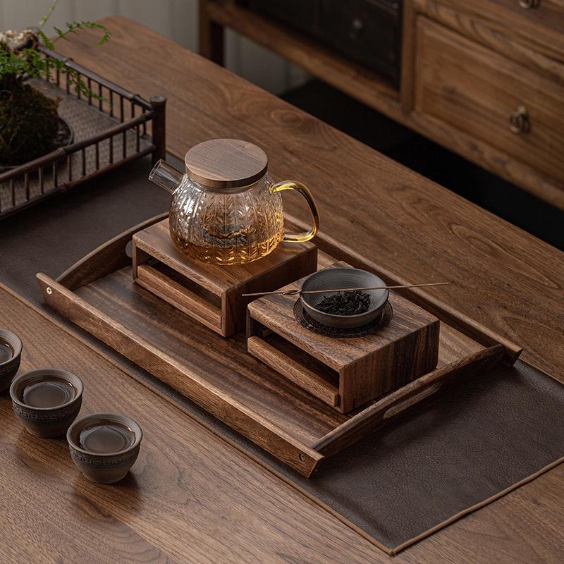 Walnut Tea Warmer Table with Candle Heating Base