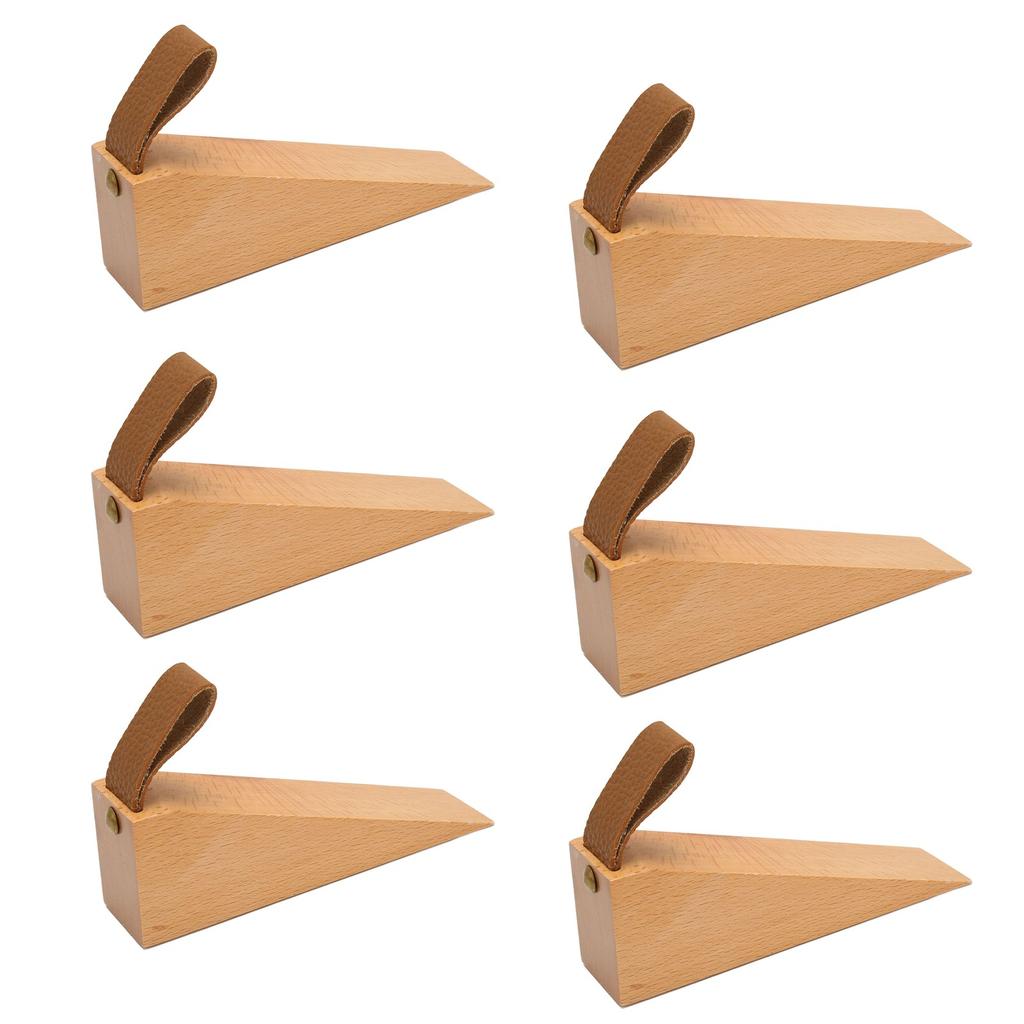 6pcs Door Stopper Wedge Polished Glossy Compact Wooden Firefighter Door Stopper for Home Apartment