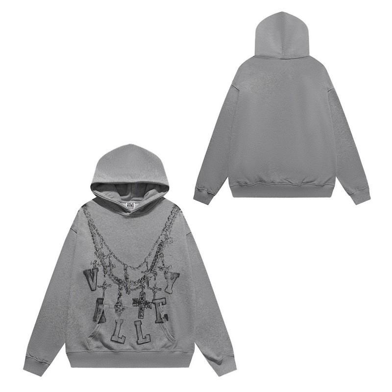 Unisex Vintage Print Distressed Hoodie Oversized Streetwear Pullover Sweatshirt Fall