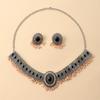 Retro Diamond-encrusted Pearl Tassel Earrings Necklace Set Retro Accessories