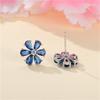 Luksusowe Damskie Białe Niebieskie Kwiatowe Kolczyki Sztyfty z Kamieniami Cyrkonowymi Unikalne Srebrny Kolor Ślubne Dla Kobiet