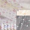 5D Cute Rabbit Love Peach Blossom Flower Yellow Nail Art Stickers Bowknot DIY Self Adhesive Rhinestone Manicure Decals