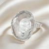 Finger Ring Imitation Pearl Embellishment Artistic Irregular Shape Wide Double-Strip Design Women Ring Anti-Oxidation Jewelry