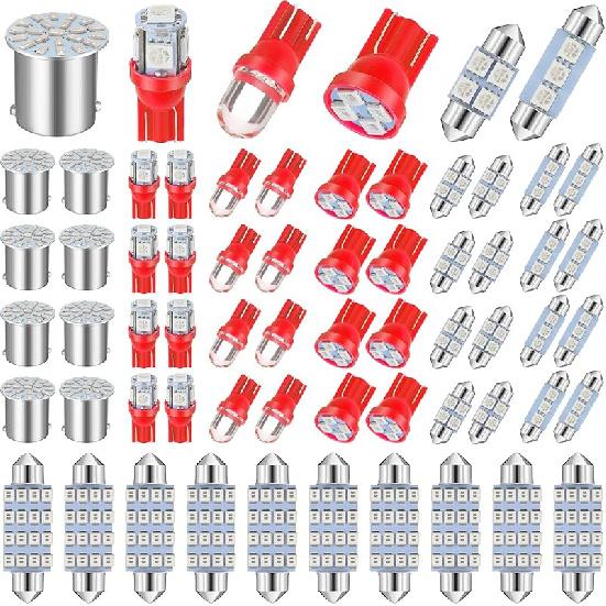 Frienda 70 Pieces LED Car Bulb Kit Interior Car Lights LED Dome Light 31 Mm 36 Mm 41 Mm T10 Bulbs Festoon Bulbs For Car Interiors Map Dome Trunk