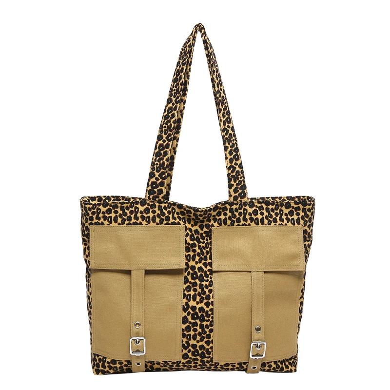 

Леопардовый принт Холщовая сумка на молнии Повседневная сумка через плечо с нитками для шитья Многофункциональная сумка жёлтый