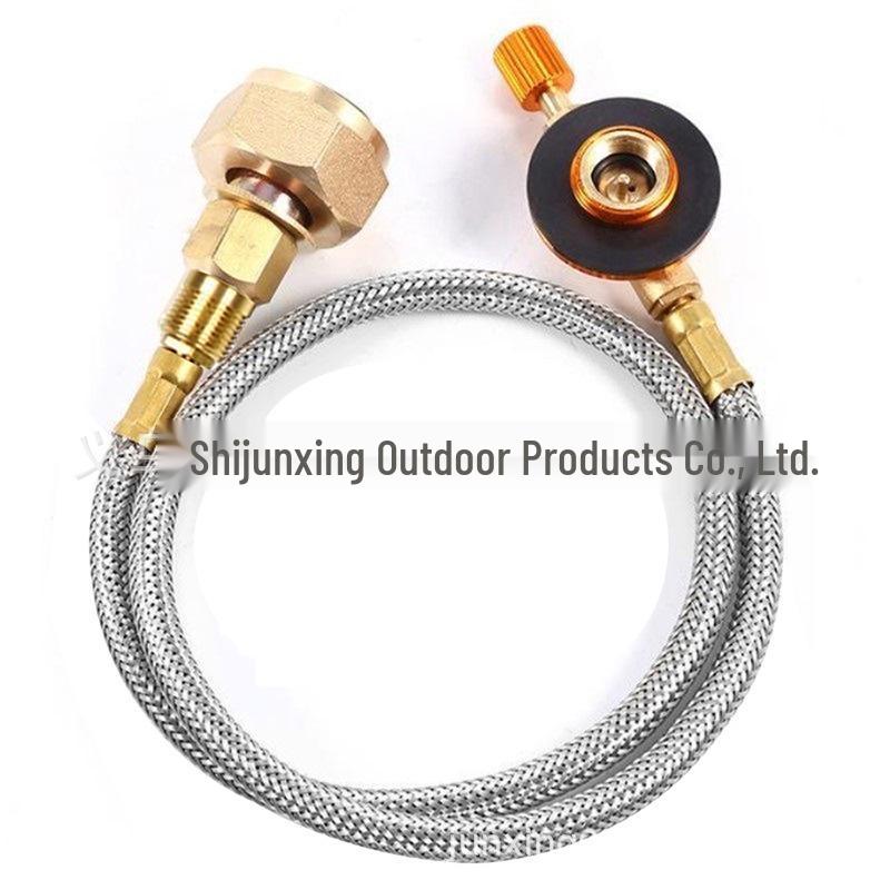 German Standard LPG Stove Head: Outdoor Gas Can Adapter with Long Flat Cassette and Inflatable Valve Connector Pipe