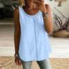 Women Sleeveless Hollow Out Tank Top Loose Fit Casual Solid Color Blouse Summer Lightweight Breathable Tunic Shirt