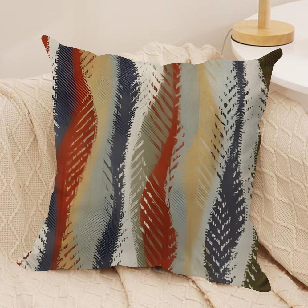 Fashion Simple Geometric Cushion Cover Soft Plush Fabric Double-Sided Printed Sofa Cushion Cover for All Seasons Home Decor Gift