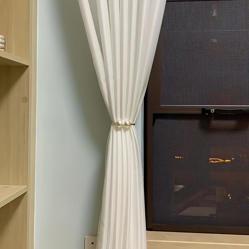 2Pcs Bohemian-style Golden Curtain Tiebacks With Artificial Pearls Stylish Home Decor Curtain Tiebacks, Suitable For Sheer Curtains, Bath Accessories