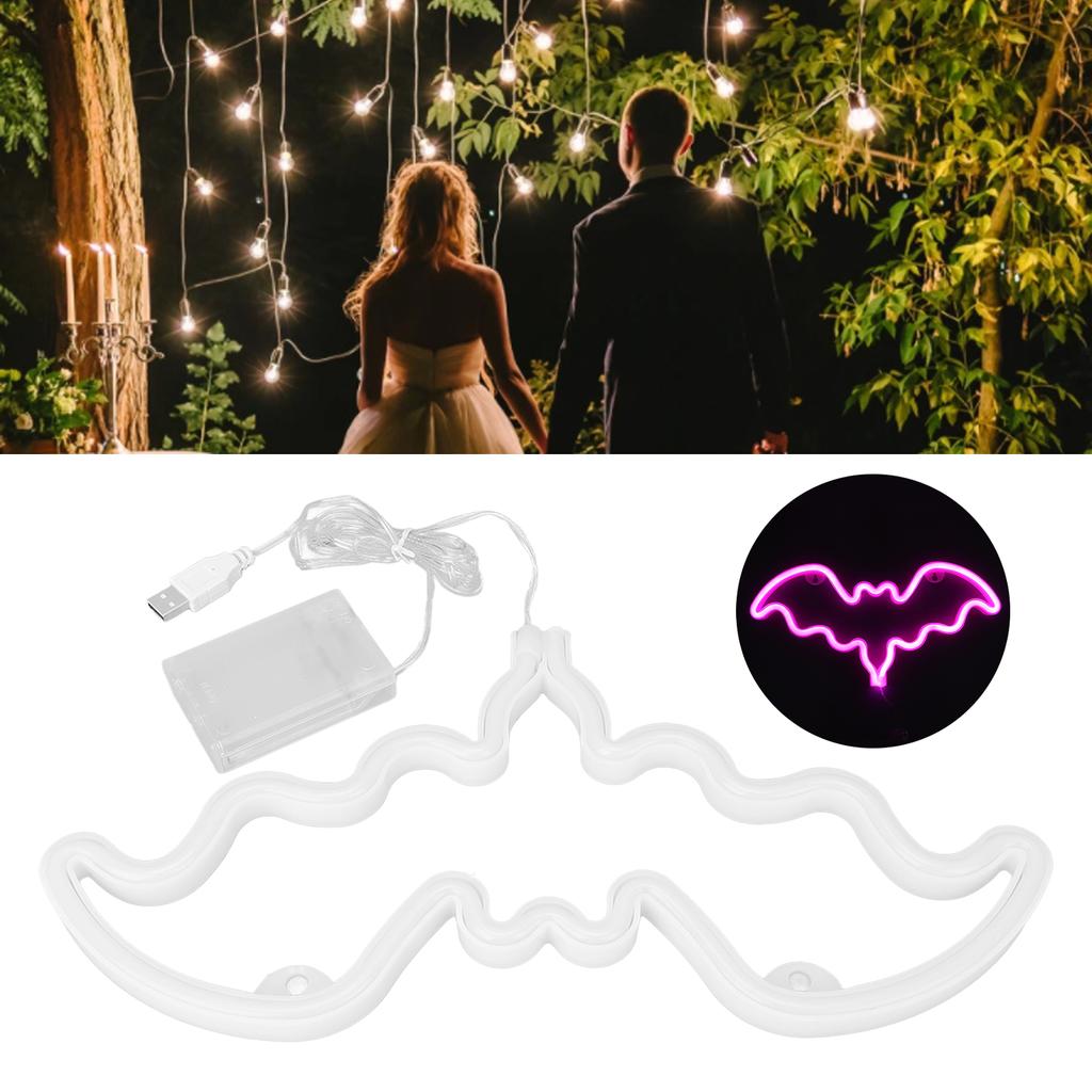 Halloween Pink Bat Light USB Or Battery Operation Bat Neon Sign with 2 Hanging Holes for Bedroom Living Room Bar Party