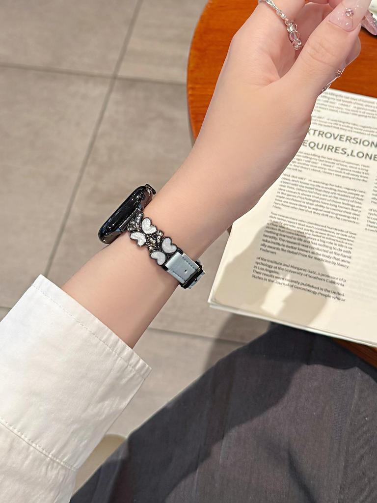 Enamel Butterfly Leather Strap for Apple Watch Series 2-10