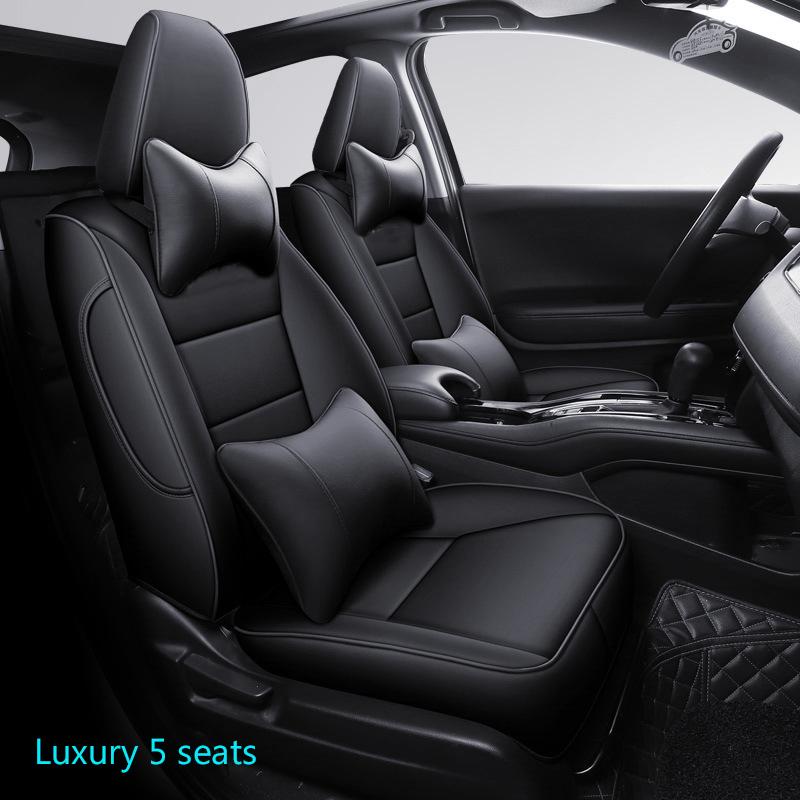 Luxury Styling Car Seat Cover For Honda Vezel HRV XRV 2014-2019 Embroidered Badge Waterproof Leather Auto internal Accessories
