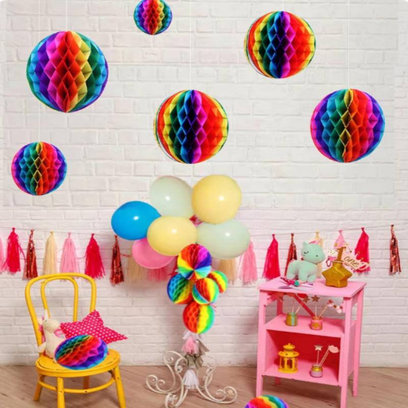 15/20/25/30cm Color Honeycomb Paper Flower Ball Rainbow Paper Balls Decorative Paper Lantern Balls Wedding Birthday Baby Shower